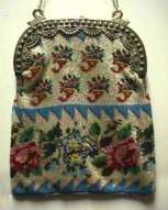 Beaded Purse with Silver Cornucopia and Swan Frame