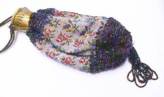 Victorian MICRO-BEADED COBALT Pretty Flowers Purse