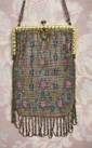 French Steel-Beaded Purse in Pink and Blue Flowers