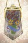 RARE Pictorial Whiting and Davis Dresden Mesh Purse