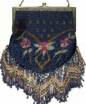 Blue Iridescent Carnival Beaded Purse LONG Fringe