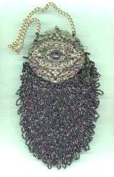 Victorian AMETHYST Beaded & JEWELED Vanity Purse