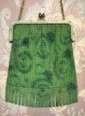 RARE Green Mesh Purse w/Jeweled & Enameled Frame
