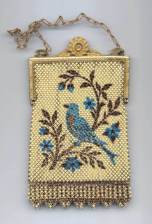 RARE Elsah Figural Enamel Mesh Purse with Gold frame