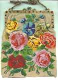 Floral Beaded Purse with Jeweled Frame