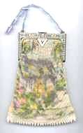 Whiting and Davis Figural Dresden Mesh Purse with Enameled Jeweled Frame