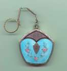 Lovely Rich Blue Guilloche Enamel Vanity Case with Finger Ring