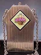 Sterling Silver Enameled Flower Basket Vanity Case