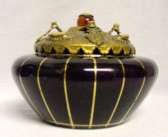 Czech Amethyst Glass Jeweled Powder Jar