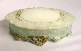 Victorian Milk Glass (early Fostoria?) Vanity Box w/Original Paint