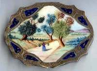 Figural Italian Sterling Vermeil Compact with Water Bearer Scene