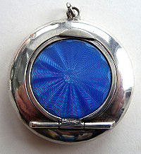 Sterling Silver Enamel Guilloche Pendant Compact