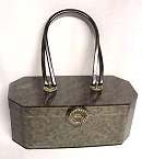 Wilardy Grey Marble Lucite Purse with Filigreed Clasp and Handle Ornaments