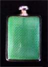 Sterling Silver Green Enamel Guilloche Purse Perfume