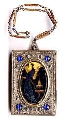 Sapphire Jeweled Vanity Purse w/ Figural Peacock Scene