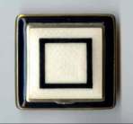 LaMode Deco White Enamel Guilloche Compact w/ Black Enameled Trim