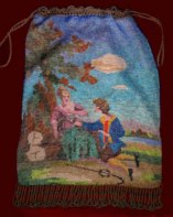 Figural Venetian Beaded Reticule with Romantic Couple from New York State Private Collection!