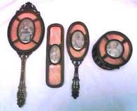 French Bronze Enamel Guilloche Dresser Set