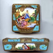 Italian Sterling Vermeil Compact and Comb Set