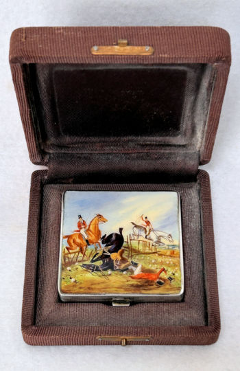 Sterling Silver Enamel Guilloche Compact