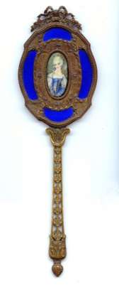 French Bronze Portrait Hand Mirror
