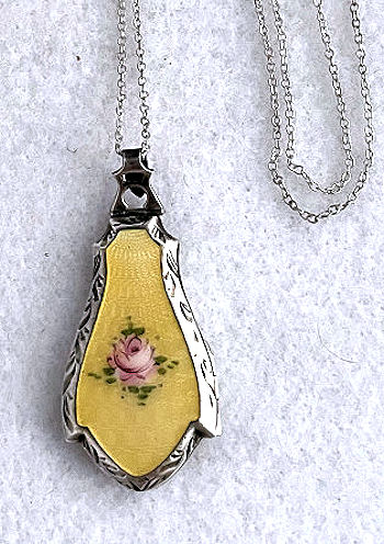 Enamel Guilloche Locket