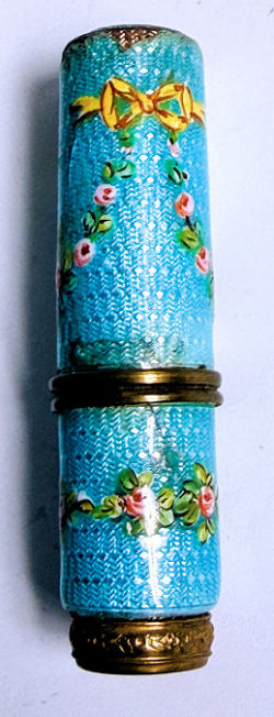 Enamel Guilloche Lipstick Case