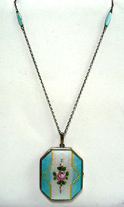 D.F.Briggs Enamel Guilloche Locket