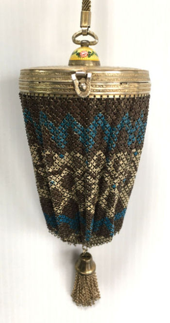 R & G Mesh Vanity Purse with Enamel Guilloche Top
