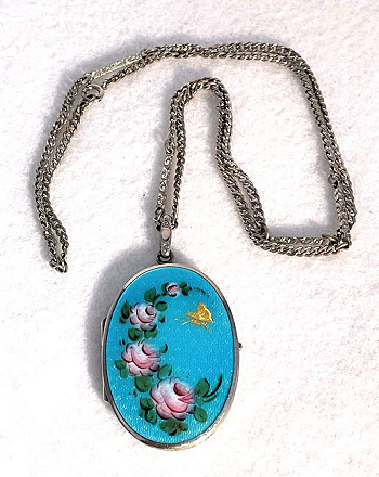Enamel Guilloche Locket