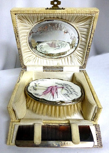 Figural Enamel Guilloche Baby Set