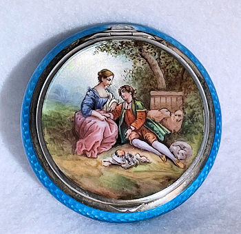 Sterling Silver Enamel Guilloche Compact