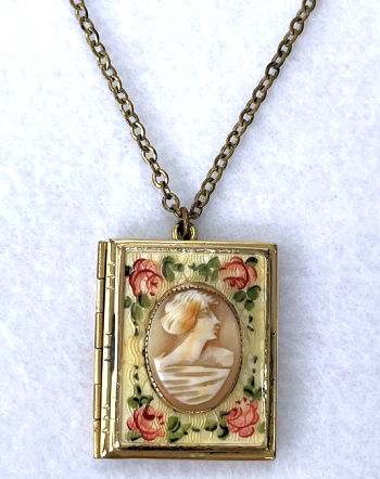 Cameo Enamel Guilloche Locket