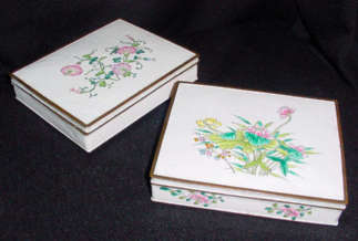 Enamel on Copper Dresser Boxes