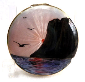 Figural Enamel Guilloche Compact