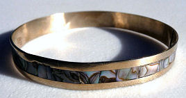 Sterling Silver and Abalone Bangle Bracelet