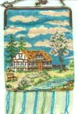 Scenic Beaded Purse with Cherry Blossoms