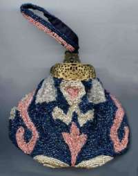 Victorian Cobalt Puffy Purse  with Ornate Filigreed Frame - RARE Pink Colors!