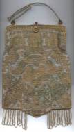 French Steel-Beaded Purse with Unusual Shaped Fringe