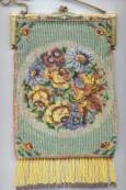 Micro-Beaded Purse with Floral Vignette set in Jeweled and Enameled Frame