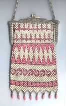 Mandalian Pink Mesh Purse with Dangle Teardrop Fringe