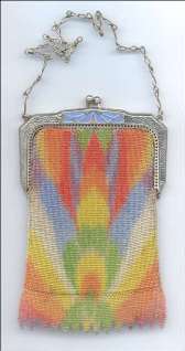 Whiting and Davis Rainbow Dresden Mesh Purse w/Enameled Frame