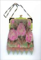 Rare Whiting and Davis Dresden Mesh Purse w/Roses & Enameled Frame