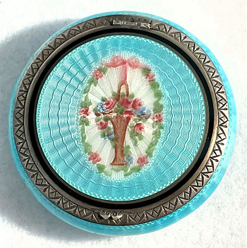 Sterling Silver Enamel Guilloche Compact