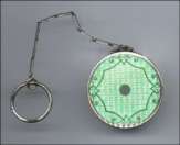 Sheffield Silver Mint Green Enamel Guilloche Compact