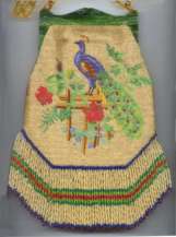 Stunning Figural Peacock with Green Marble Celluloid Frame and Fabulous Multi-Colored Fringe!