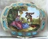 Italian Sterling Vermeil with Enameled Troubadour Serenading Ladies