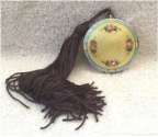 Gorgeous Sterling Enamel Guilloche Compact w/ Silk Tassel