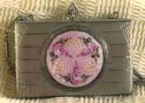 Pretty Vanity Purse with Lovely Pink Enamel Guilloche Front with Roses