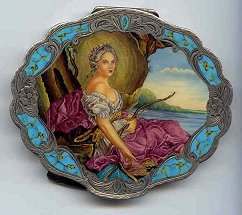 Italy Sterling Vermeil Figural Compact Goddess Artemis (Diana)